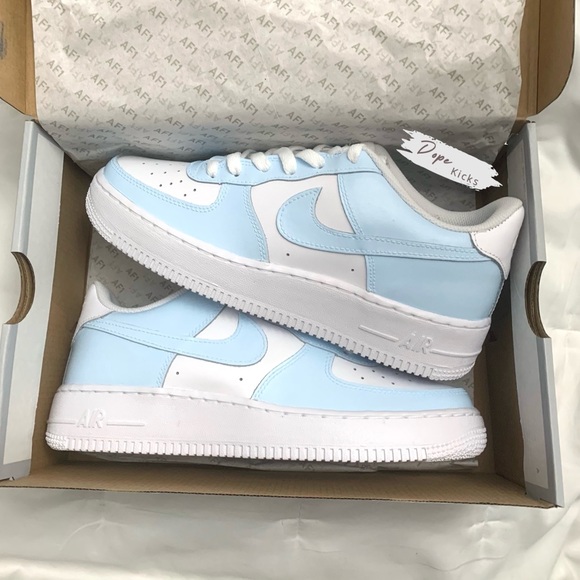 Light Blue Custom Air Force 1 Shoes - Picture 3 of 4